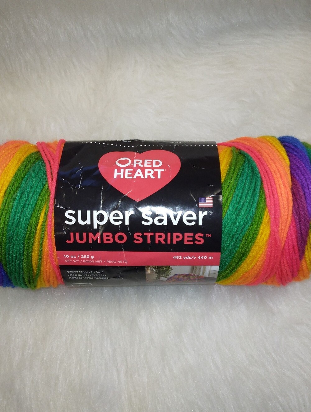 YARN Red Heart Super Saver 10oz FAVORITE STRIPE, Beautiful Rainbow Yarn